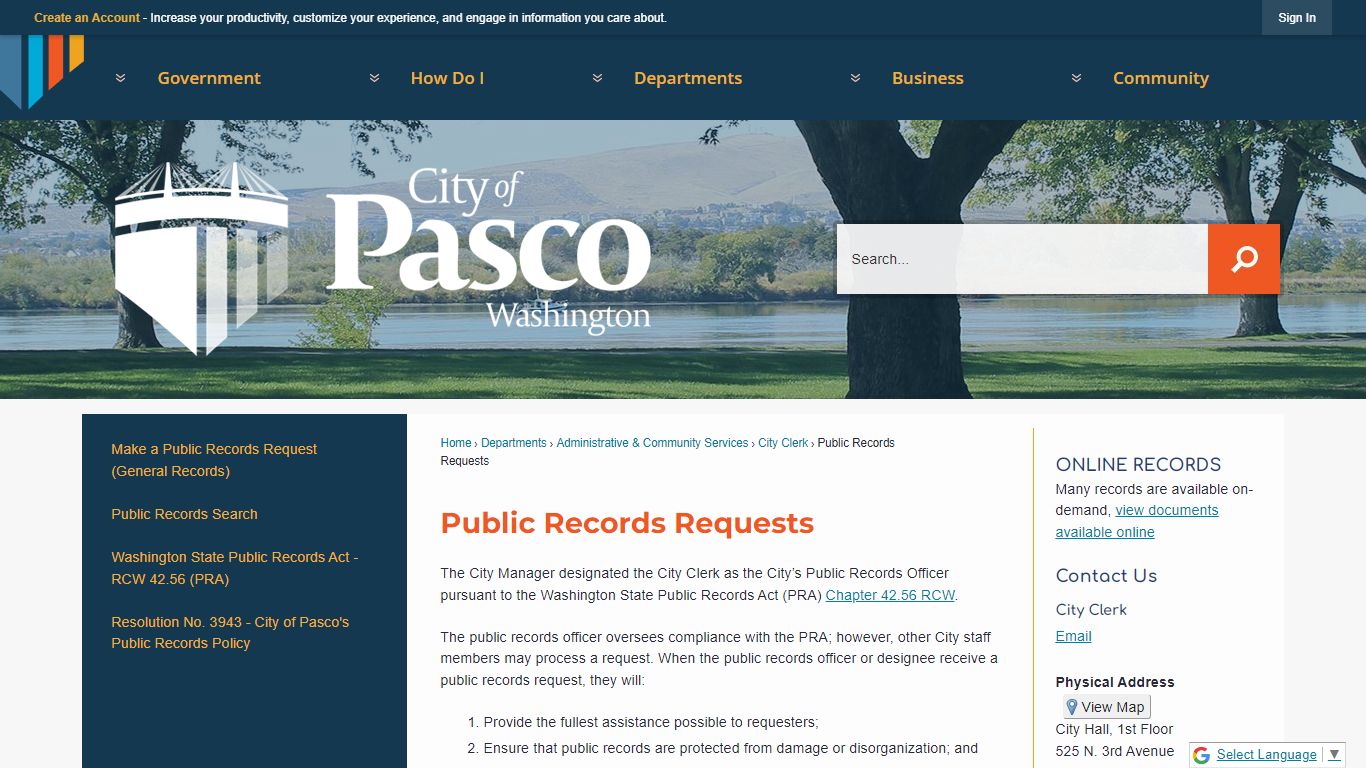 Public Records Requests | Pasco, WA - Official Website